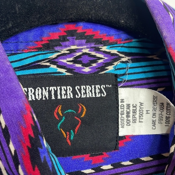 Frontier Series | Men’s Colorful Geometric Pattern Button Down Western Shirt M - Picture 3 of 5